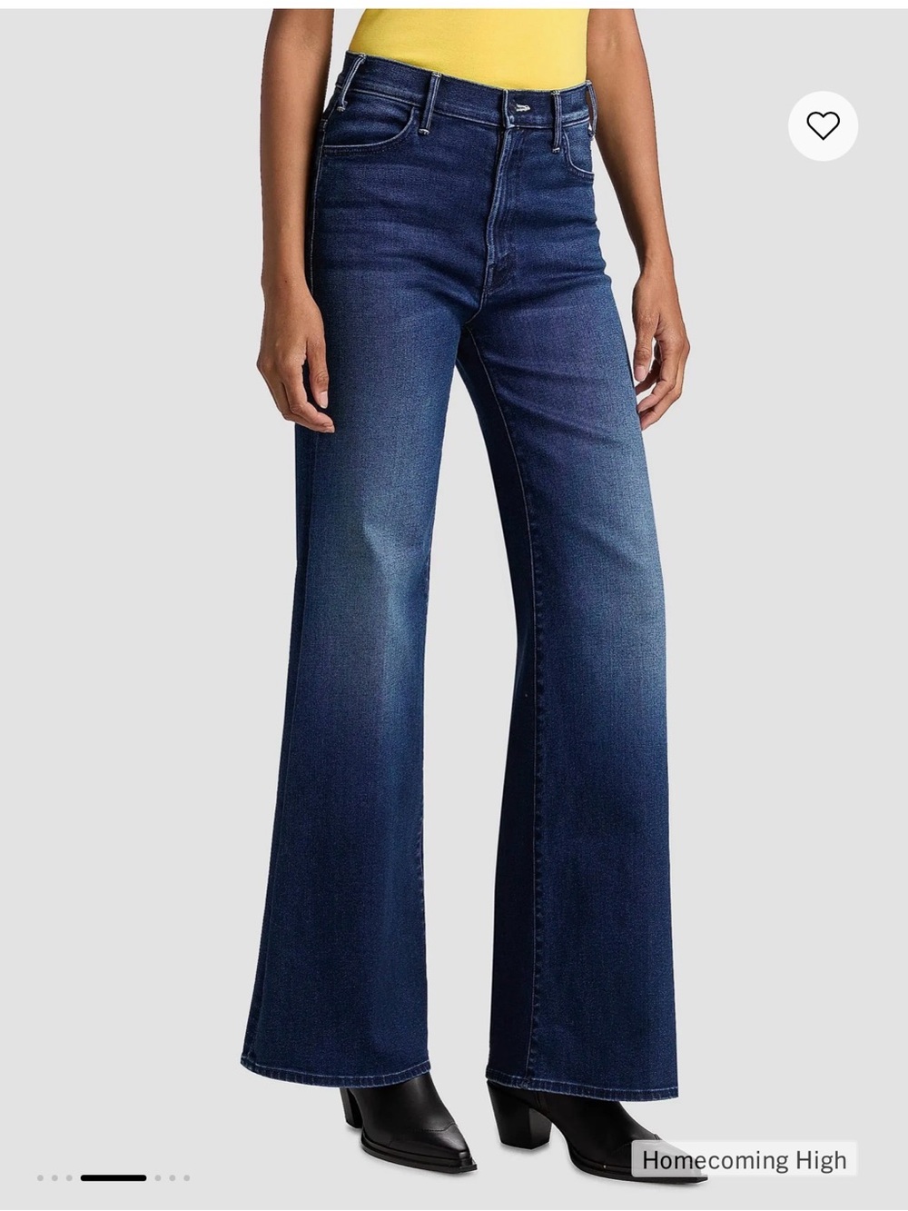 MOTHER High-Waist Tomcat Roller Sneak Wide Leg Jeans in Dark Blue